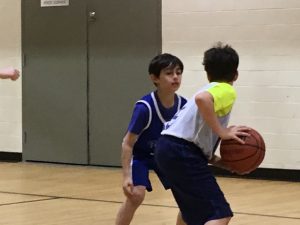 Defending on the basketball court